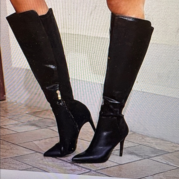 Shoes - NWB Rillista Women’s Knee High Boots Sexy Leather Black 9 stiletto pointed toe